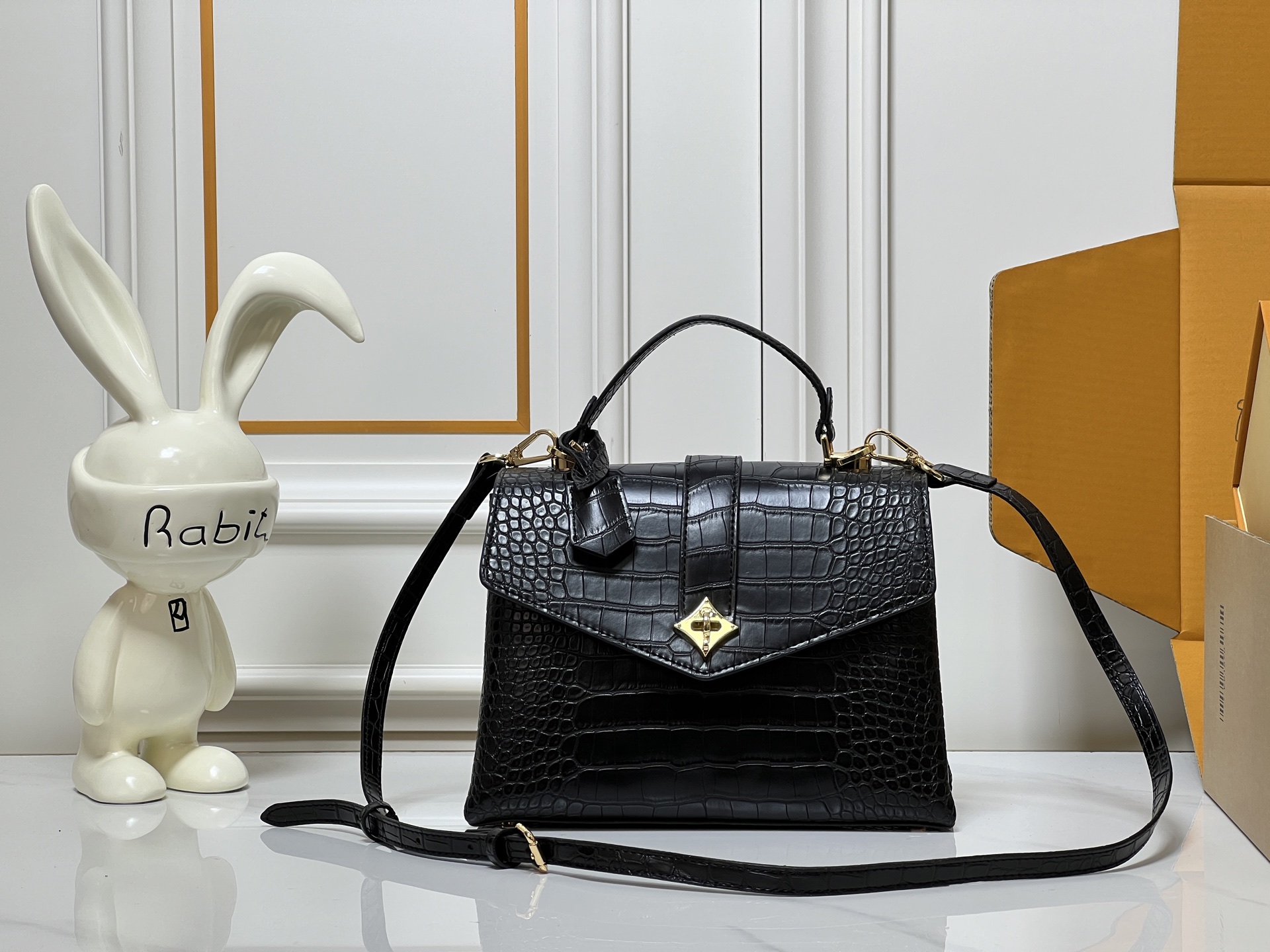 Louis Vuitton LV Classic Handbag Monogram Miroir Model M11833 Detachable Strap Weekend Getaway Luxury Designer